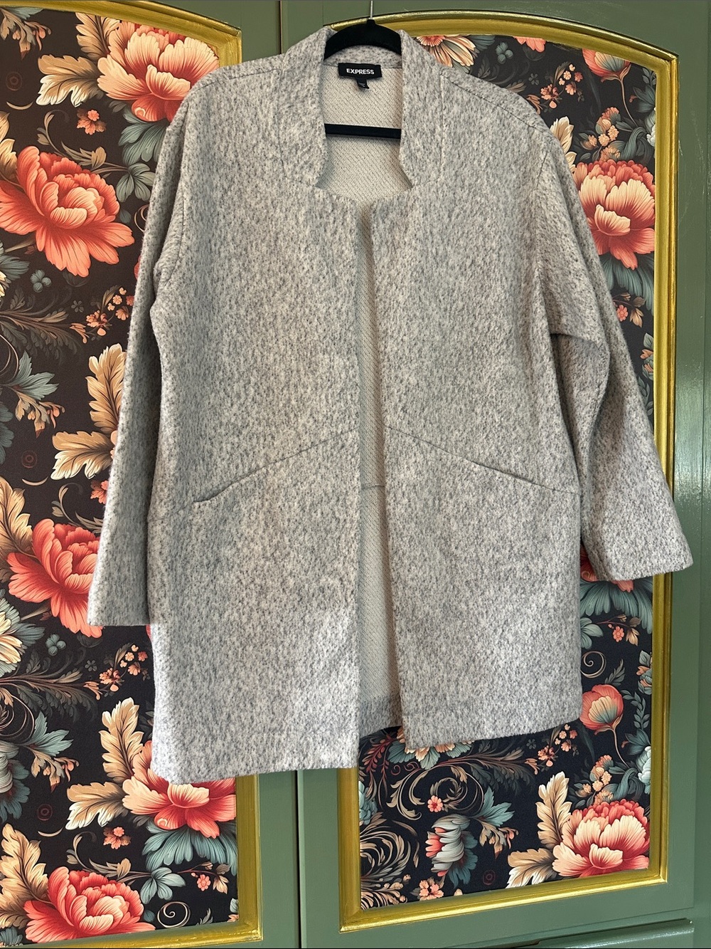 Express Light Heather Gray Open-Front Pea Coat